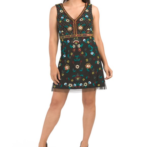 $NWT 275 Aidan Mattox Bead & Sequin Embroidered Dress - Picture 1 of 13